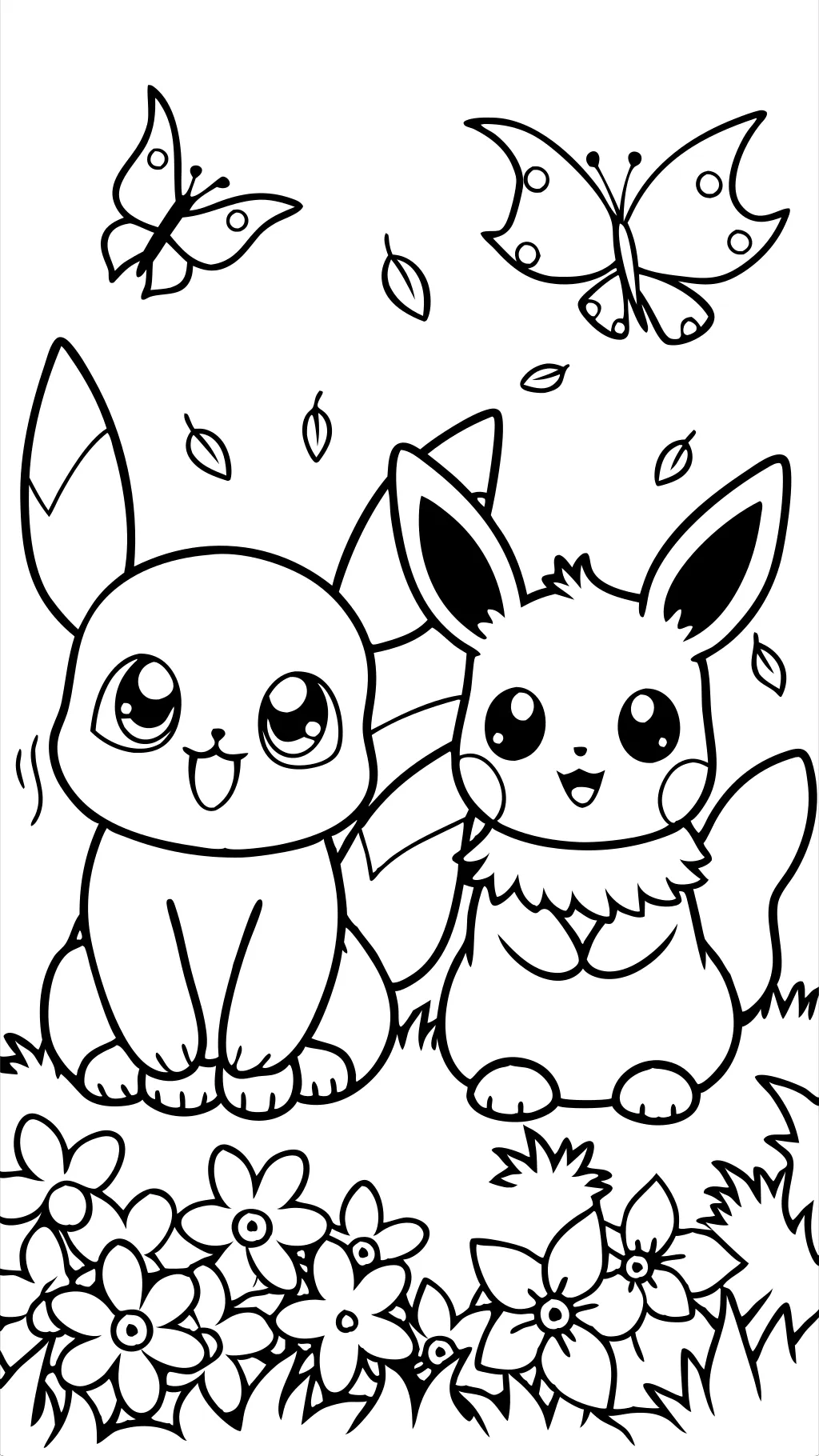 pages à colorier pikachu et eevee